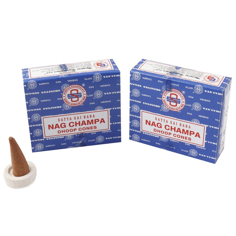 Satya 01431 Nag Champa Incense Dhoop Cones, 12 Packs x