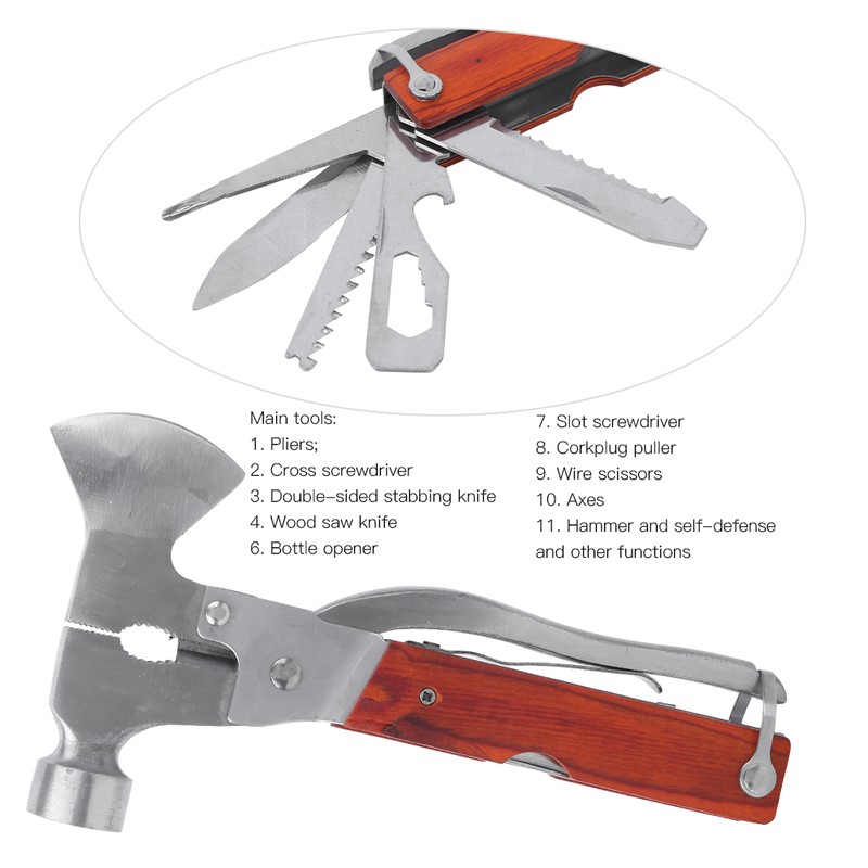 Outdoor Safety Hammer Stainless Steel MultiFunction Combination Car Hammer(Outdoor Combination