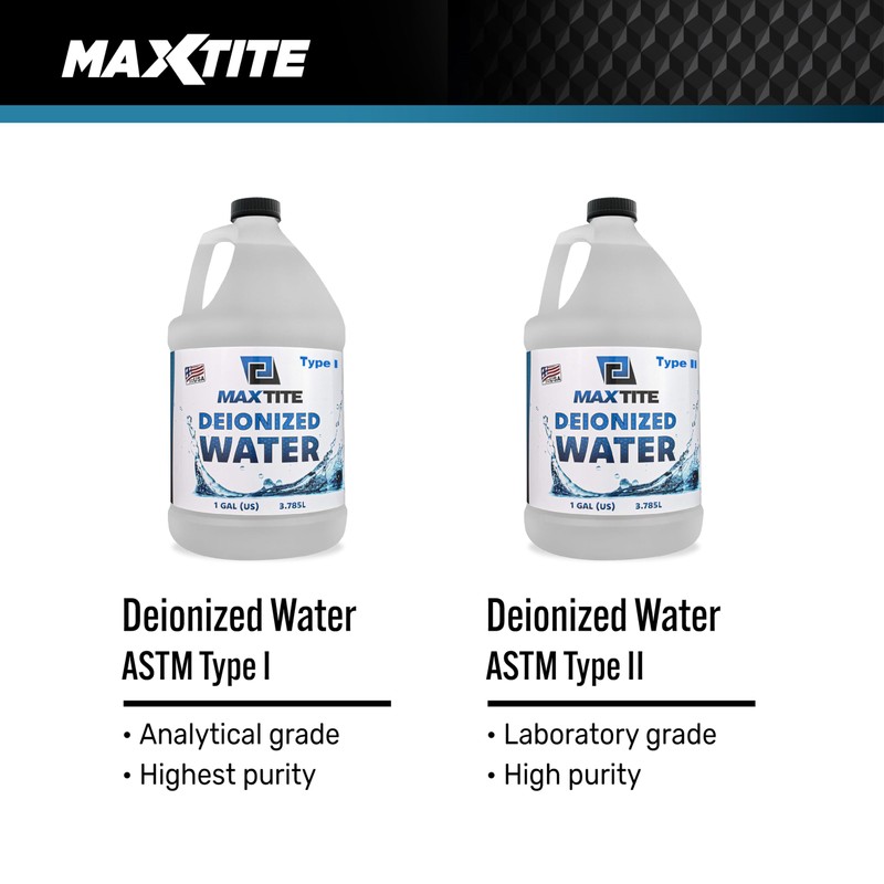 MAXTITE Type II Deionized Water - Laboratory Grade (4 Gallons)