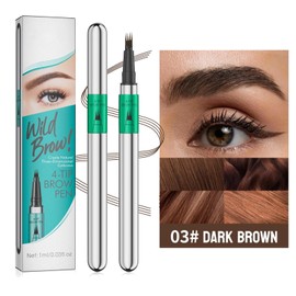 Microblading Eyebrow Pen - 4 Tip Black Brown Eyebrow Pencil - Upgraded 3D Waterproof Microblading Eye Brow Pen - Rapid Natural Eyebrow Makeup