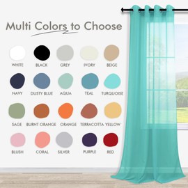 KOUFALL Cortinas turquesa de 96 pulgadas de largo para sala de estar, juego de 2 paneles con ojales, cortinas semitransparentes para recámara, 52 x 96 pulgadas de largo