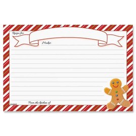 CURRENT Holiday Recipe Cards- Set of 24 Lined Holiday Index Cards, 4" by 6"