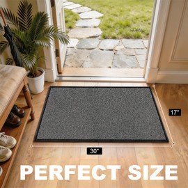 AREDO Door Mat Non Slip Indoor Entrance Mat, with Rubber Backing Door mats, Low-Profile Absorbent Washable Entryway Rug for Front Door, Kitchen, High Traffic Areas (Black, 17" * 30")