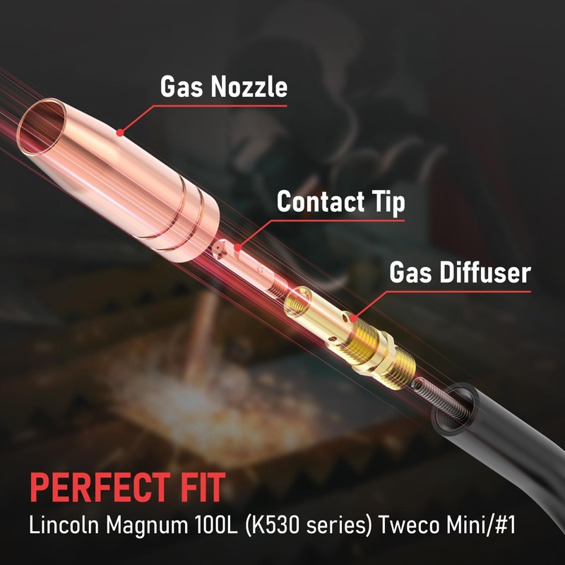 YESWELDER MIG Welding Gun Kit, .035" Tip-Nozzle-Diffuser for Lincoln Magnum