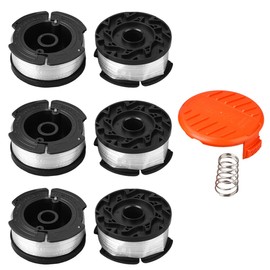 String Trimmer Line Replacement for Black + Decker, 30ft 0.065 String Trimmer Spool Replacement, AF-100 Spool, Weed Eater Spool, Auto Feed Trimmer String(6 Spools+1 Spool Cap+1 Spring)