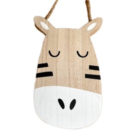 Darthome Hanging Zebra Head Plaque Wooden Childrens Bedroom Safari Animal Wall Decoration