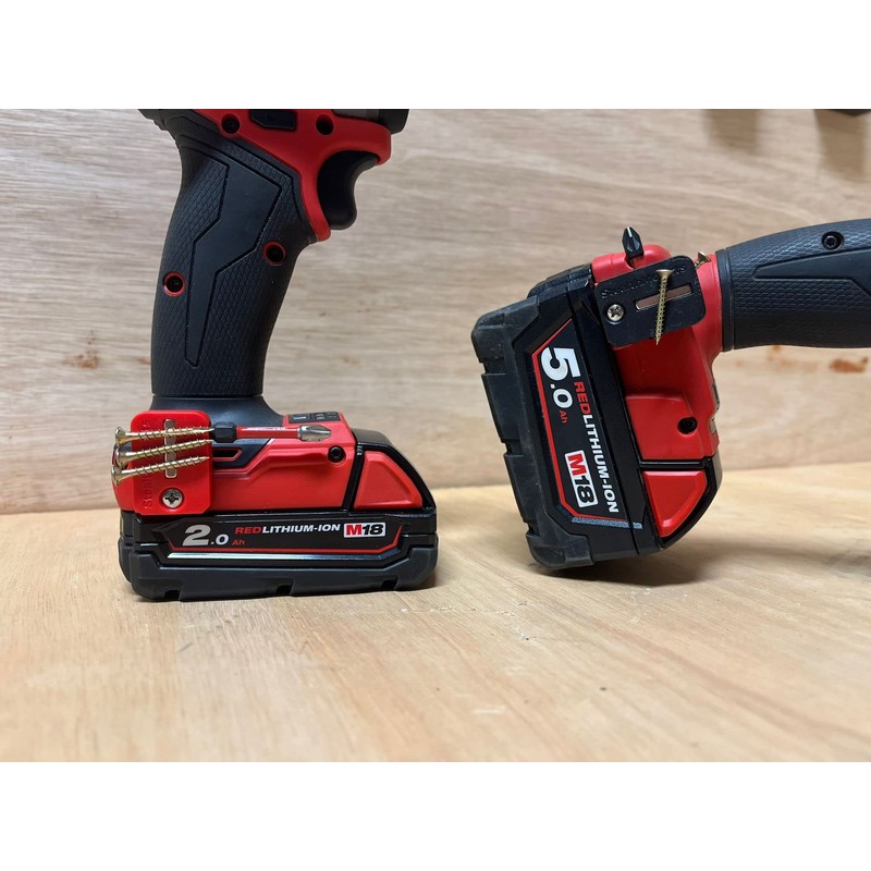 StealthMounts Red Stubby Bit Holder compatible with Miulwaukee M18-2 Pack
