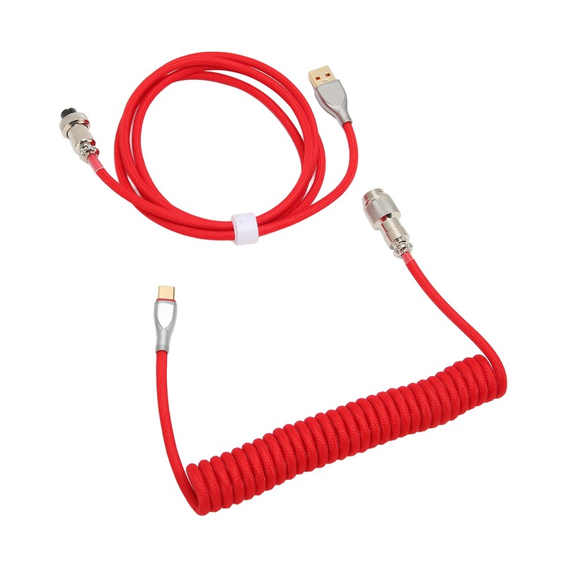 Mechanical Keyboard Cable Double Sleeve Custom Coiled with Detachable Metal