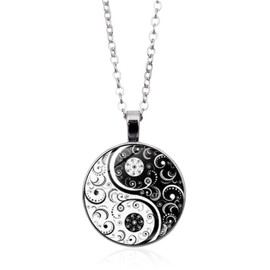 Yin Yang Pendant Necklace Chinese Philosophy Taoist Symbol Talisman Taichi Yoga Stainless Steel Charm Pendant Necklace Necklace for Women Men Girlfriend Boyfriend Valentines Birthday Thanksgiving