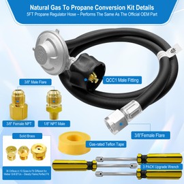 For Weber Natural Gas Conversion Kit,Natural Gas to Propane Conversion Kit for Weber Genesis/Genesis II/Spirit/Summit Grill–5FT Propane Regulator Hose for Weber Grills,36 Orifices,Fittings,Tools.