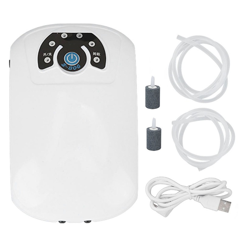 Aquarium Oxygen Pump Silent 2 Outlets Small Portable Fish Tank