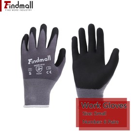 findmall 6 Pairs Small Work Gloves Seamless Knit Glove Gardening Gloves Women Men Fit for Warehousing and Logistics, Construction Sites, Horticultural Planting