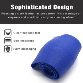 SEGADEN Leather Texture Soft Silicone Car Steering Wheel Cover Universal Anti-Slip Design 14-16 inch Protective Case Deep Blue