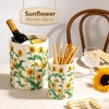 Sunflower Utensil Holder, 7.1"+5.4" Ceramic Utensil Holder for Kitchen Counter,