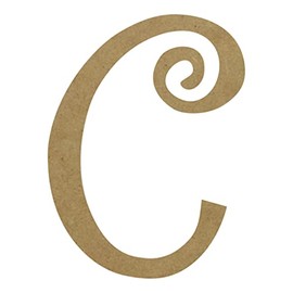 Letra C de Madera MDF color Natural para Nombre Frase Iniciales para Decoracion de Fiestas Fantasias Miguel Letra Garigoleada tamaño de 12 centímetros Marca Mylin 1 pieza.