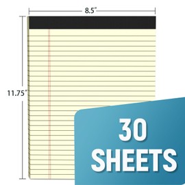 TOICE NOTES 60 Sheets Legal Pads 8.5 x 11 In Notebook Paper, Legal Pad 8-1/2 x 11 Lined Paper, Perforated Yellow Writing Paper Pads 8.5 x 11 Wide Ruled Legal Pad for Office School, 2 Pack of 30 Sheets