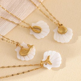 Z ZACHÉ Seashell Necklace for Women Adjustable Natural Shell Conch Necklace Boho Beach Summer Vacation Jewelry