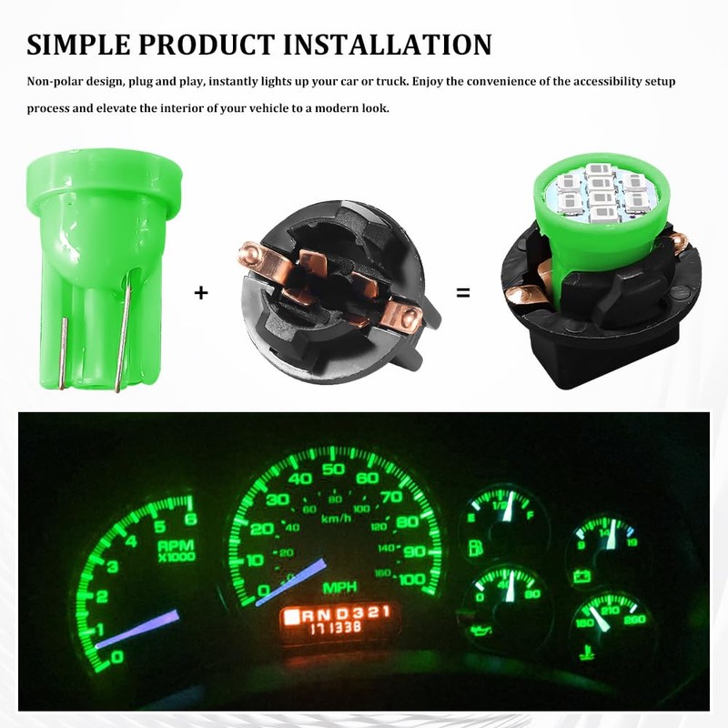 Lyxheth 10PCS T10 194 168 LED Dash Instrument Light Bulbs