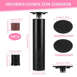 Hornhautentferner Elektrisch, 2-in-1 Dermaglide Hornhaut Entfernen Fuß mit Austauschbaren Schleifscheiben, Fußpflegegeräte 6 Geschwindigkeiten für Rissige Fersen,Hornhaut,Abgestorbener