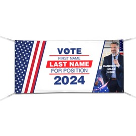 Vote Campaign Custom Banner, Custom Election Sign, 13oz Vinyl Full Color Printing, Indoor & Outdoor Banner Sign (1 x 2 ft)