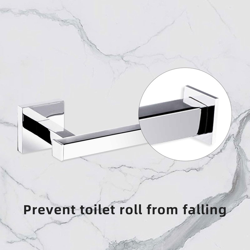 Modern Chrome Toilet Roll Holder Wall Mounted Square Bathroom Accessory