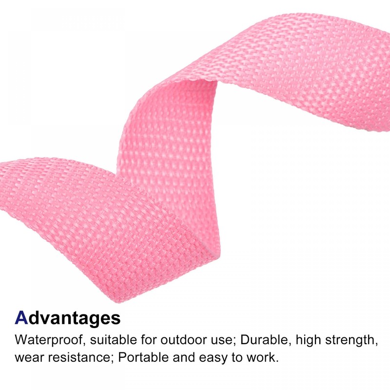 sourcing map Lightweight Polypropylene Webbing Strap 1" 10 Yards Pink