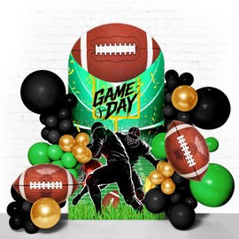 7.2FT Football Arch Cover - Double-Sided Stretch Spandex Round Top Arch Backdrop Cover with Field & Player Designs for Tailgate Parties, Birthdays, Sports Events & Game Day Decor