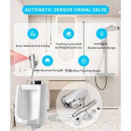 Gugxiom Automatic Sensor Urinal Valve, Bathroom Toilet Urinal Valve Set, Wall Mounted Urinal Flush Valve, Automatic Sensor Flush Valve Set for Bathroom Toilet