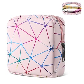 Likesing Sanitary Napkin Storage Bag, Leather Portable Period Bag for Girls Women, Sanitary Napkin Period Pad Pouch Tampon Holder for Purse, Small Make Up Bags(Colorful Pink)