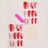 SUREGONAILS Press on Nails Long Rhinestone Pink Fake Nails Bow