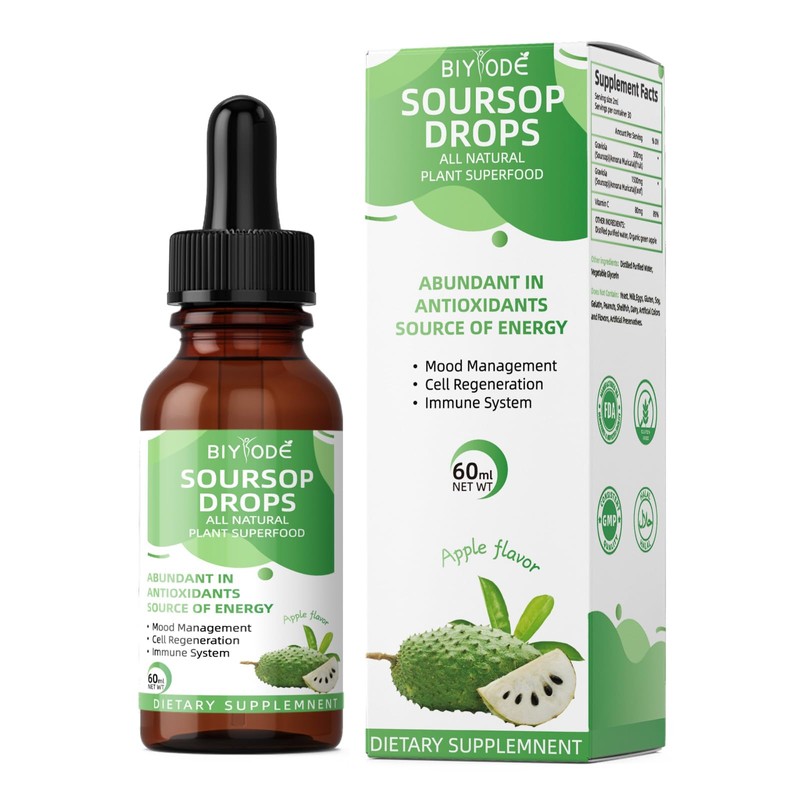 Soursop Graviola Liquid Drops: 1800mg Premium Antioxidant Support for Immune