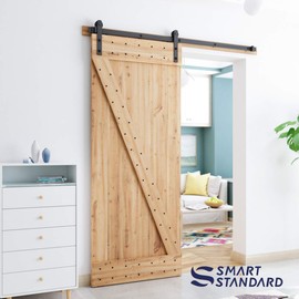 SMARTSTANDARD 6ft Barn Door Hardware kit, Barn Door Track, Sliding Door Hardware kit, Smoothly and Quietly -Heavy Duty Sturdy -Easy to Install, Fit 36" Wide Door Panel (I Shape Hanger)