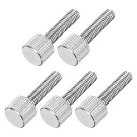 sourcing map 5 Pcs M5 x 20mm Knurled Thumb Screws, 304 Stainless Steel Flat Head Knurled Fully Threaded Thumbscrew Bolts Fasteners for Home, Electronic, Machine