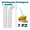 Universo en Linea 6 Popotes Reciclable 30oz Metalico Limpiador Ecologico