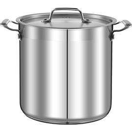 Stainless Steel Cookware Stock Pot - 24 Quart, Heavy Duty Induction Pot, Soup Pot With Stainless Steel, Lid, Induction, Ceramic, Glass and Halogen Cooktops Compatible - NCSPT24Q
