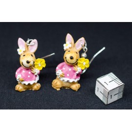 Miniblings Rabbit Earrings Easter Bunny Rabbit Easter Bunny Pink – Handmade Fashion Jewellery I Earrings Silver Plated, Resin