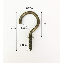 Antique Brass Ceiling Hooks Screw Cup Hook Oil Rubbed Bronze 20 Pack 1.46 Inch Screw-in Light Hooks