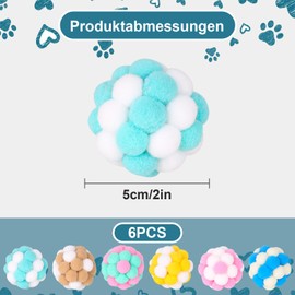 Yasdyri Katzenspielzeug Bälle mit Glöckchen 6 Stück Interaktives Katzenspielzeug Ball Soft Katzenbälle Filzbälle Katze für Innen Spielen Kauen Kratzen