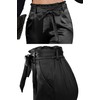 heipeiwa Womens Satin Pants Casual Dress High Waist Bow-Knot Cropped