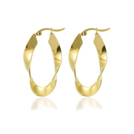 Yumay 9ct Yellow Gold Hoop Earrings for Womens,35X20MM Twisted Earrings for Girls.
