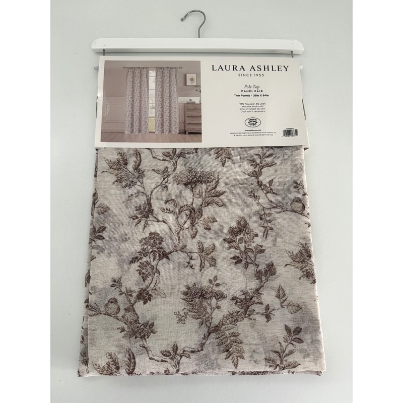Laura Ashley Window Curtains 2 Panels 38 x 84 Beige