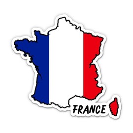 Squiddy France Map with Flag - Vinyl Sticker Decal for Phone, Laptop, Water Bottle - 3"