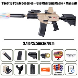 JOYNAS Electric Water Shooter with LED Lights, Powerful Squirt Water Pistol for Kids/Aldults,Long Range Shoot Reach To 26-35ft Outdoor Water Toy,High Powered IP67 Waterproof for Summer, Outdoor,Party,Birthday Gift:_Khaki