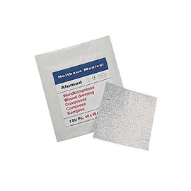 1x Sterile Alumed® Compress Wound Dressing Non-Woven Aluminium Wound Dressing, 10 x 10 cm