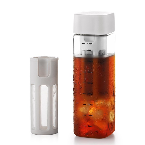 Bincoo 480ml Portable Cold Brew Cup with Removable Filter&Clean Brush,