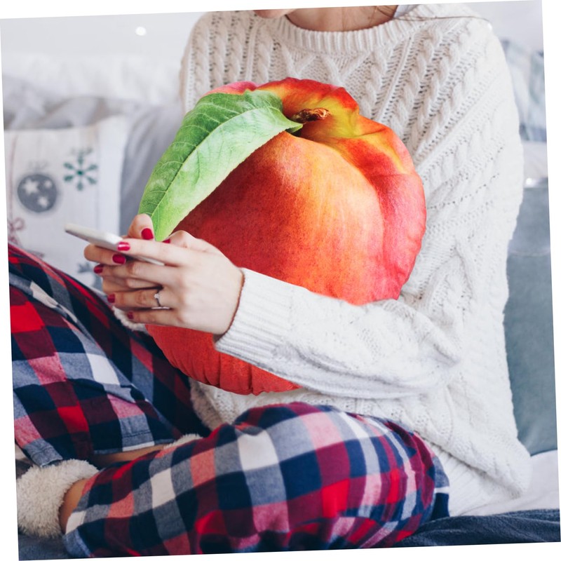 Operitacx Peach Shaped Plush Cushion Novelty Fruit Pillow for Sofa