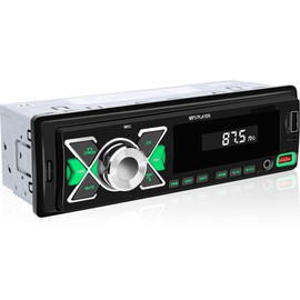 CAMECHO Single Din Car Stereo Bluetooth Audio Digital Media Receiver with USB Port – FM Radio, MP3 Player, EQ, APP Control, Multi Color Illumination, TF Card, AUX Input, Car Radio