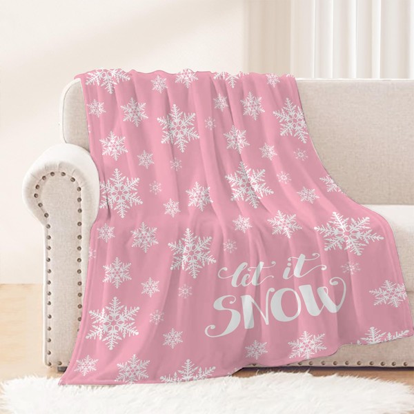 Neatee Living Christmas Decorative Throw Blanket Pink Christmas Snowflake Throw