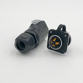 CNLINKO 4 Pin Power Industrial Circular Connector, Male Plug & Female Panel Mount Receptacles Socket Jack, Outdoor Waterproof IP67, Easy Plug and Pull, AC DC