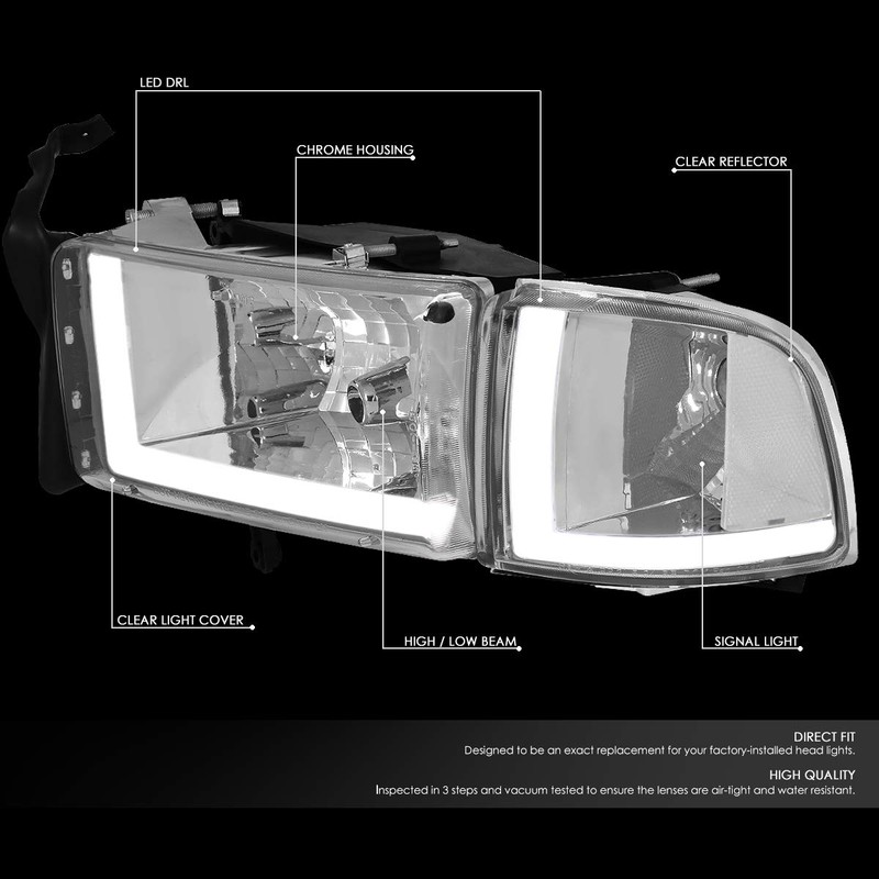 Auto Dynasty LED DRL Chrome Clear Side Headlight+Corner Lamps+Tool Kit